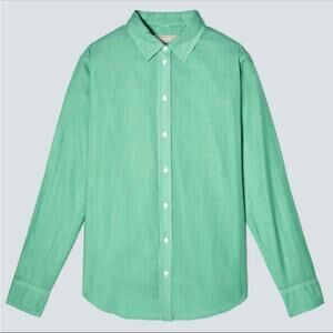 Everlane Button Down Cotton Oversized Pinstripe Shirt Mint Green Size 6